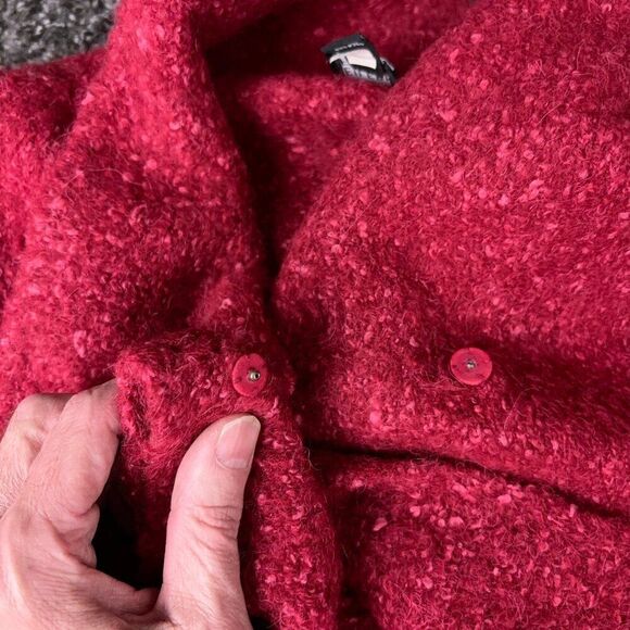 Eileen Fisher Sweater Bruco Alpaca Wool Silk Womens Small Red Lightweight Jacket - Picture 5 of 10